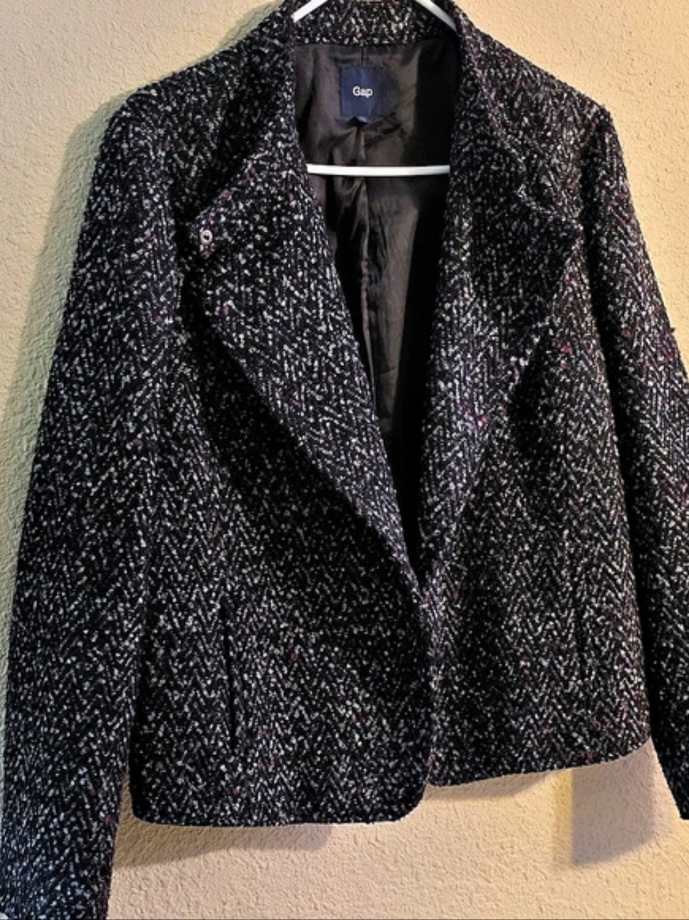 Gap Textured Blazer in Black & Pink Size XL